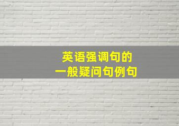 英语强调句的一般疑问句例句