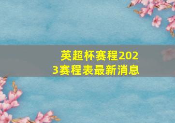 英超杯赛程2023赛程表最新消息