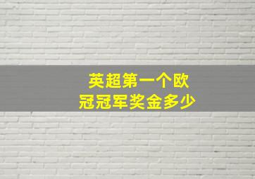 英超第一个欧冠冠军奖金多少