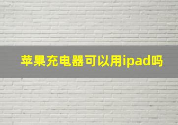 苹果充电器可以用ipad吗