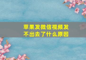 苹果发微信视频发不出去了什么原因