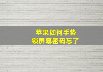 苹果如何手势锁屏幕密码忘了