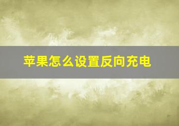 苹果怎么设置反向充电