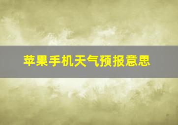 苹果手机天气预报意思