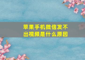 苹果手机微信发不出视频是什么原因