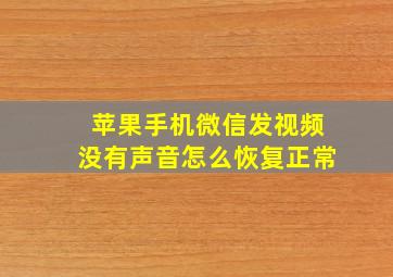 苹果手机微信发视频没有声音怎么恢复正常