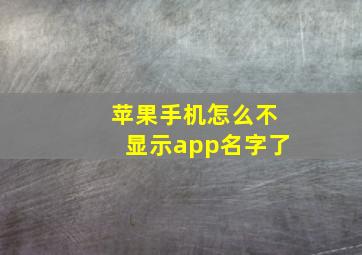 苹果手机怎么不显示app名字了