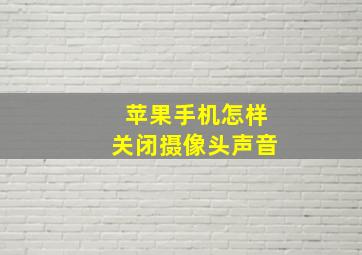 苹果手机怎样关闭摄像头声音