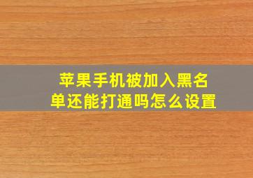 苹果手机被加入黑名单还能打通吗怎么设置