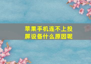 苹果手机连不上投屏设备什么原因呢