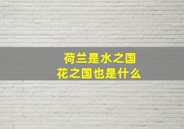 荷兰是水之国花之国也是什么