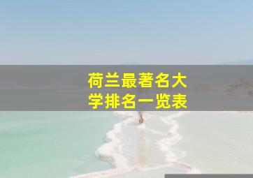 荷兰最著名大学排名一览表