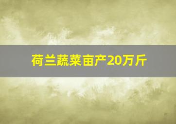 荷兰蔬菜亩产20万斤