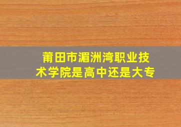 莆田市湄洲湾职业技术学院是高中还是大专