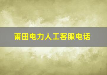 莆田电力人工客服电话