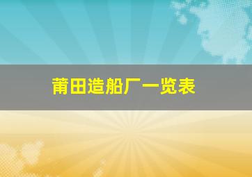 莆田造船厂一览表