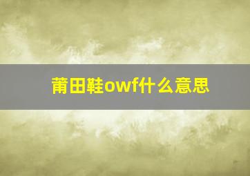 莆田鞋owf什么意思