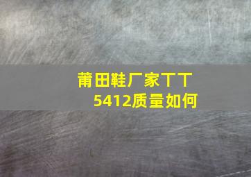 莆田鞋厂家丅丅5412质量如何