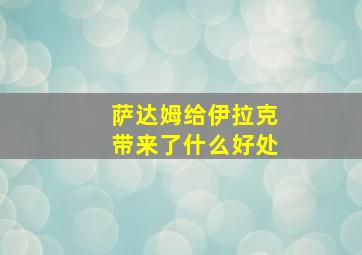 萨达姆给伊拉克带来了什么好处