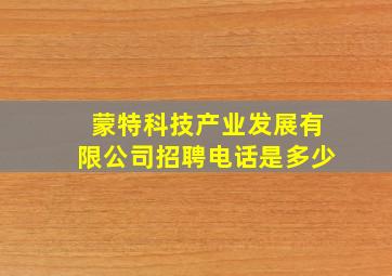 蒙特科技产业发展有限公司招聘电话是多少