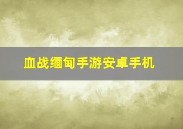 血战缅甸手游安卓手机