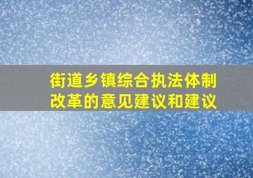 街道乡镇综合执法体制改革的意见建议和建议