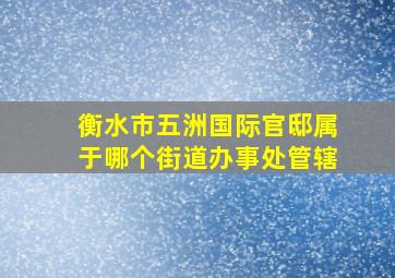 衡水市五洲国际官邸属于哪个街道办事处管辖