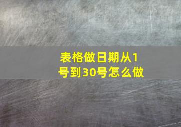 表格做日期从1号到30号怎么做