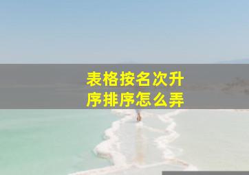 表格按名次升序排序怎么弄