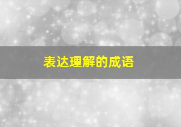 表达理解的成语