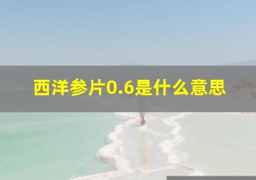 西洋参片0.6是什么意思