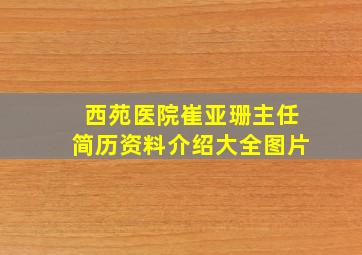 西苑医院崔亚珊主任简历资料介绍大全图片