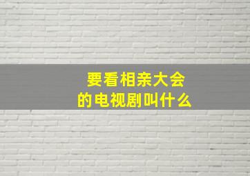 要看相亲大会的电视剧叫什么