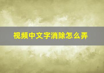 视频中文字消除怎么弄