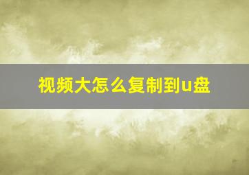 视频大怎么复制到u盘