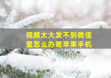 视频太大发不到微信里怎么办呢苹果手机