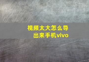 视频太大怎么导出来手机vivo