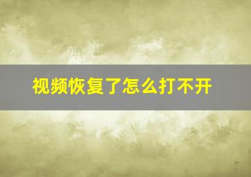 视频恢复了怎么打不开