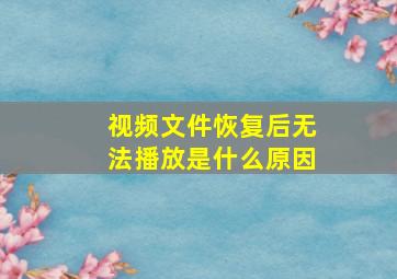 视频文件恢复后无法播放是什么原因