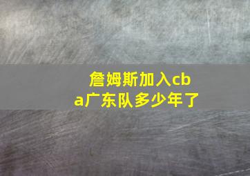 詹姆斯加入cba广东队多少年了