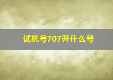 试机号707开什么号