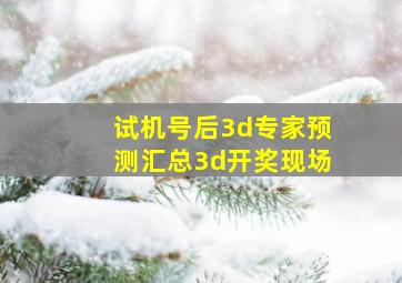 试机号后3d专家预测汇总3d开奖现场