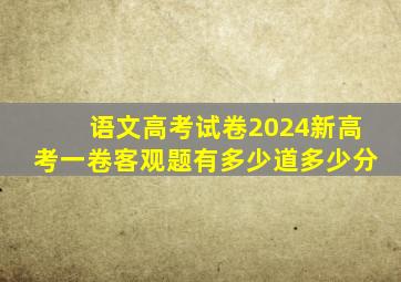 语文高考试卷2024新高考一卷客观题有多少道多少分