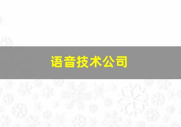 语音技术公司