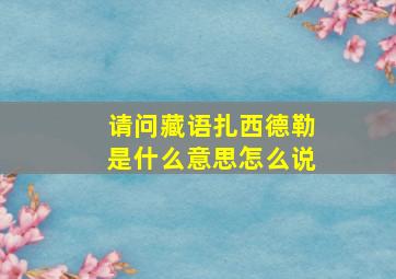 请问藏语扎西德勒是什么意思怎么说