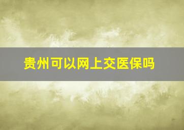 贵州可以网上交医保吗