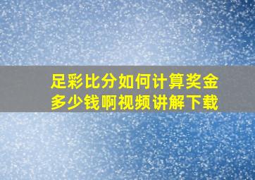 足彩比分如何计算奖金多少钱啊视频讲解下载