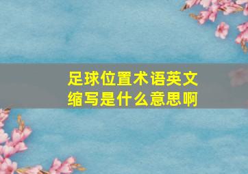 足球位置术语英文缩写是什么意思啊