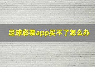 足球彩票app买不了怎么办