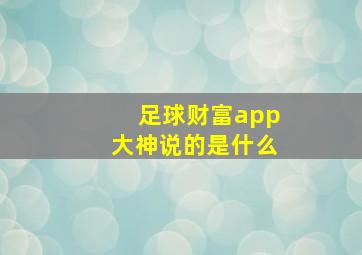 足球财富app大神说的是什么